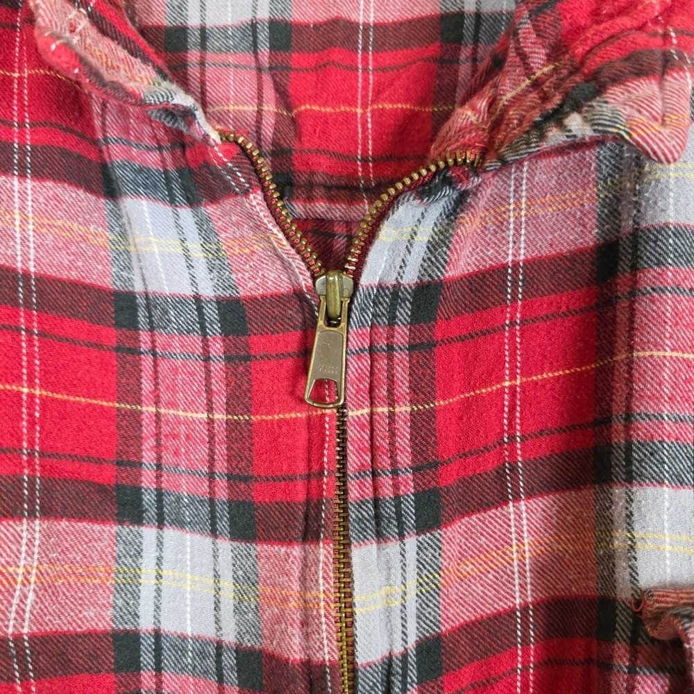 King Size Mens 5XL Red Plaid Full Zip Flannel Shirt 100% Cotton shacket - Picture 8 of 8